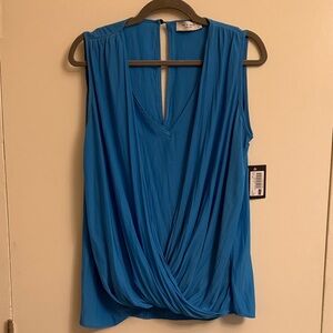 NWT Lola & Sophie Vibrant Blue Draped Blouse